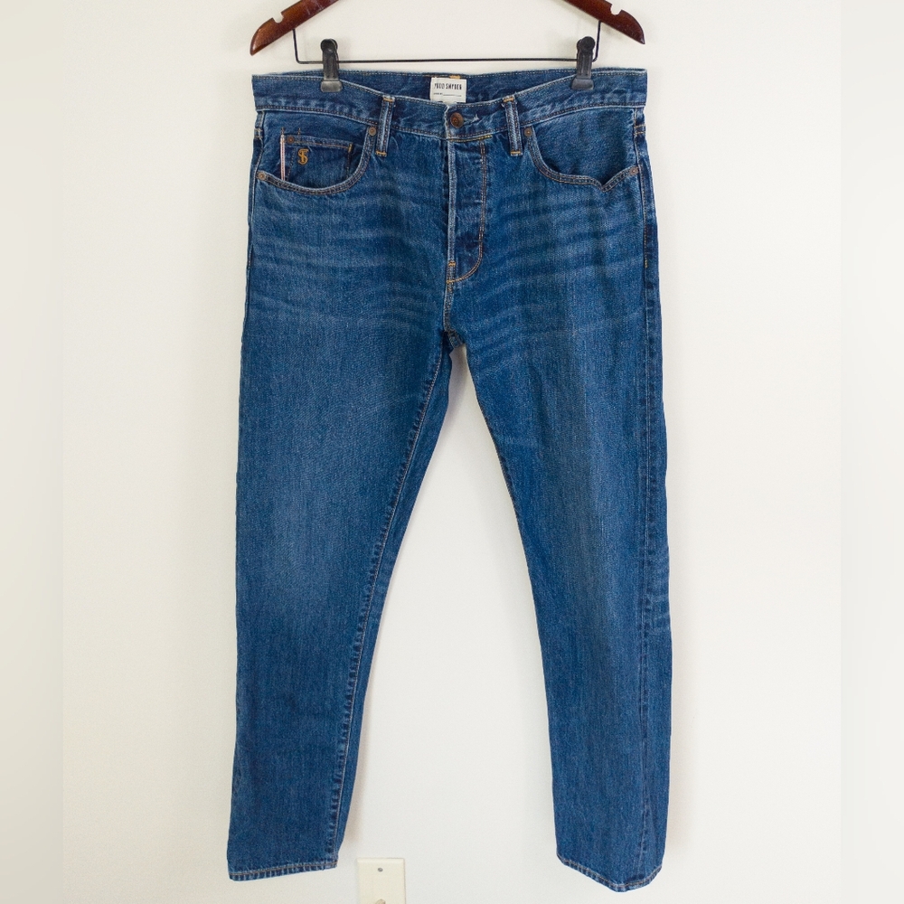 Todd Snyder Slim Selvedge Denim Jeans Blue Stonewash Button Fly 34